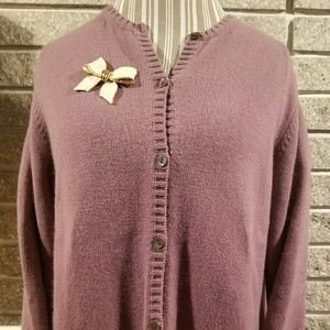 Angora Cotton Blend Purple Cardigan Eddie Bauer XL